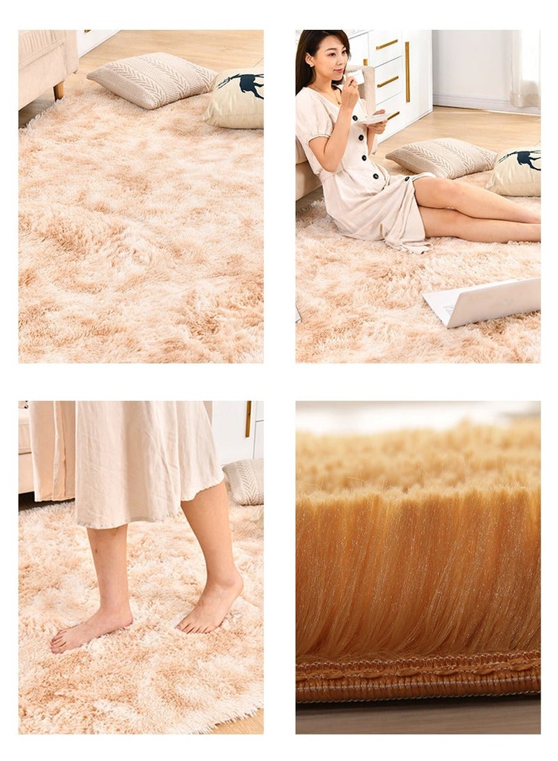 وانغبانغزي سجادة منطقة مجردة فاخرة لغرف النوم، غرفة المعيشة، وغرفة الأطفال – سجادة فخمة باللون الكاكي لغرف الأطفال، السكن الجامعي، وأرضيات المنزل الداخلية - Image 4